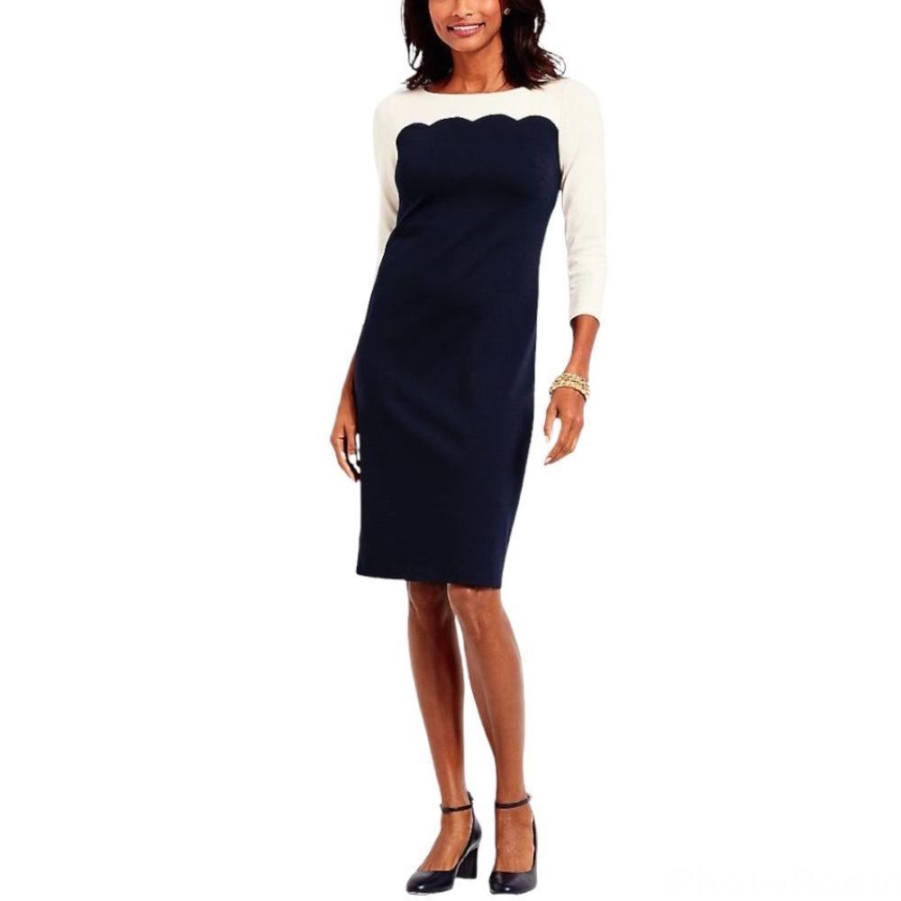 Talbots Scalloped Colorblock Ponte Shift Dress Si… - image 1